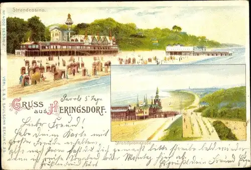 Litho Ostseebad Heringsdorf auf Usedom, Strandcasino, Promenade