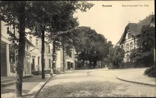 Ak Reinbek in Schleswig Holstein, Bahnhofstraße, Post, Geschäft H. Rathmann