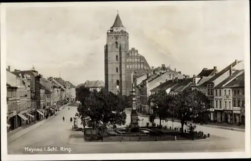 Ak Chojnów Haynau Schlesien, Ring, Kirche, Denkmal