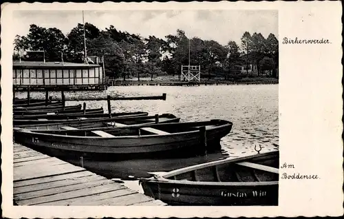 Ak Birkenwerder in Brandenburg, Am Boddensee, Ruderboote Gustav Witt