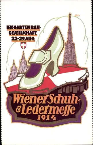 Künstler Ak Wien Österreich, K. K. Gartenbau Gesellschaft, Wiener Schuh und Ledermesse 1914