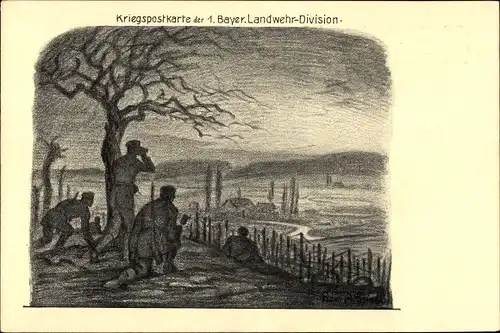 Regiment Künstler Ak 1. Bayerische Landwehr Division, Soldaten auf Beobachtungsposten