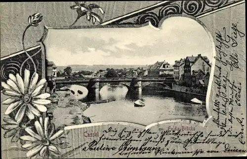 Passepartout Ak Kassel in Hessen, Fuldabrücke, Stadtansicht