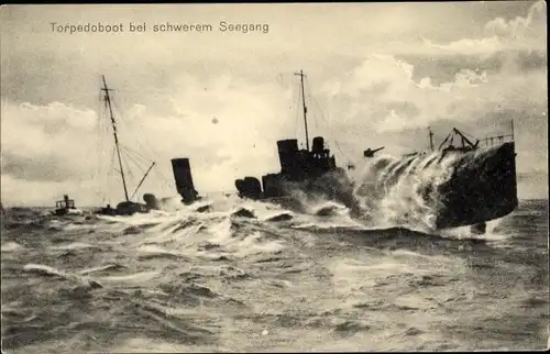 Ak Deutsches Kriegsschiff, Torpedoboot, schwerer Seegang