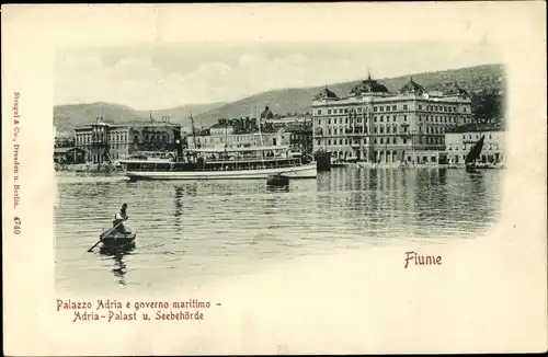 Ak Rijeka Fiume Kroatien, Adria Palast, Seebehörde, Stengel 4740