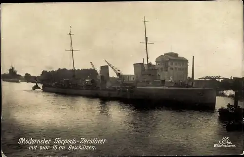 Ak Deutsches Kriegsschiff, Torpedo Zerstörer mit vier 15cm Geschützen
