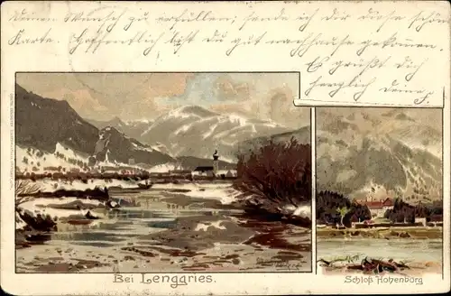 Litho Lenggries in Oberbayern, Schliss Hohenburg