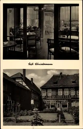 Ak Höxter an der Weser, Cafe Schniedermann, Saal, Außenansicht