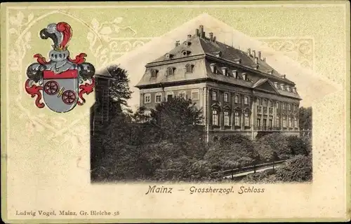 Präge Wappen Ak Mainz am Rhein, Großherzogliches Schloss