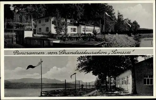 Ak Rosenheim Oberbayern, Strandrestauration Simssee, Inh. Benno Liebl