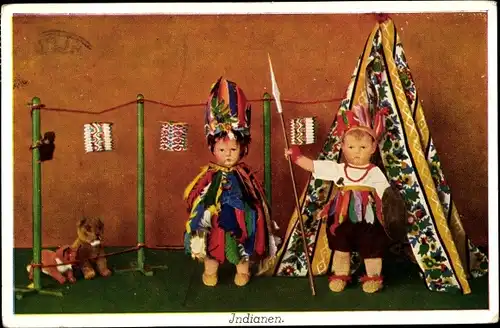 Ak Indianen, Puppen als Indianer, Novitas 465/2
