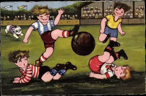 Künstler Ak Kinder beim Fußballspiel
