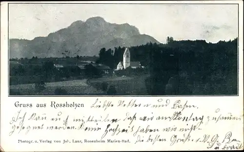 Ak Rossholzen Roßholzen Samerberg in Oberbayern, Panorama, Kirche