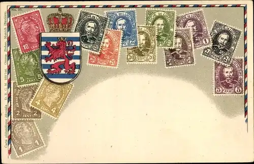 Präge Briefmarken Ak Grand Duché de Luxembourg, Luxemburg, Wappen, Ottmar Zieher