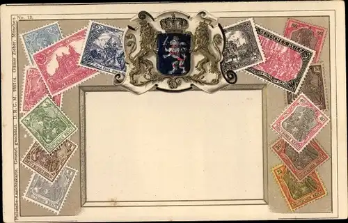 Präge Briefmarken Ak Deutsches Reich, Wappen, Ottmar Zieher