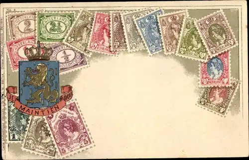 Präge Briefmarken Ak Nederland, Niederlande, Wappen, Ottmar Zieher