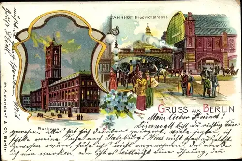 Litho Berlin Mitte, Bahnhof Friedrichstraße, Rathaus