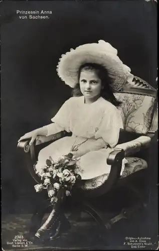 Ak Prinzessin Anna von Sachsen, Portrait