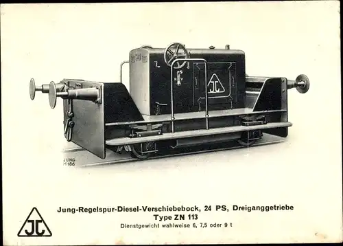 Ak Deutsche Eisenbahn, Jung Regelspur Diesel Verschiebebock, Dreiganggetriebe, Type ZN 113