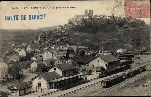 Ak Saint Flour Cantal, Vue générale et Gare