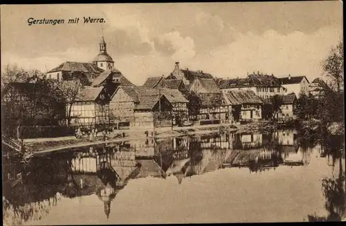 Ak Gerstungen in Thüringen, Panorama mit Werra