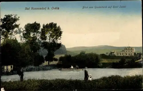 Ak Kunnersdorf Schöpstal Oberlausitz, Gondelteich, Hotel Seidel