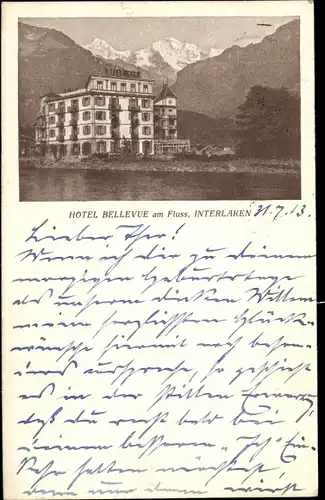 Ak Interlaken Kanton Bern Schweiz, Hotel Bellevue