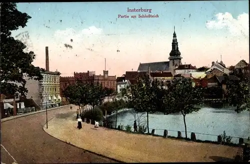 Ak Tschernjachowsk Insterburg Ostpreußen, Partie am Schlossteich