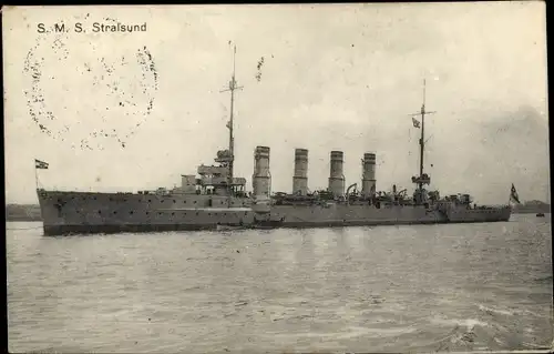 Ak S.M.S Stralsund, Kriegsschiff der Kaiserlichen Marine