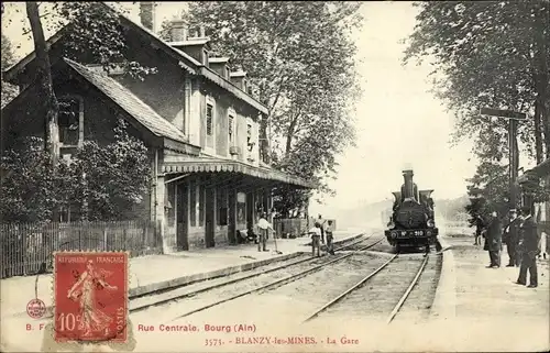 Ak Blanzy les Mines Saone et Loire, La Gare, Eisenbahn