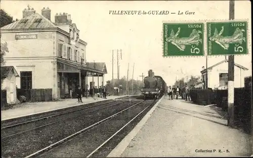 Ak Villeneuve la Guyard Yonne, La Gare, Eisenbahn