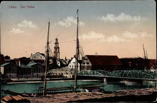 Ak Liepaja Libau Lettland, Hafen, Brücke
