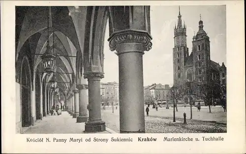 Ak Kraków Krakau Polen, Marienkirche, Tuchhalle