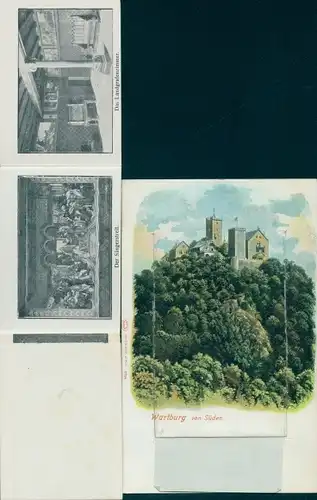 Leporello Ak Lutherstadt Eisenach in Thüringen, Wartburg, Burghof, Kapelle, Landgrafenzimmer