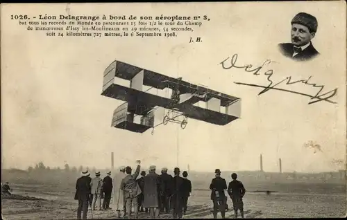 Ak Leon Delagrange a bord de son aeroplane Nr. 3
