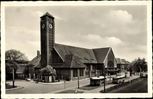 Ak Oldenburg im Großherzogtum Oldenburg, Hauptbahnhof, Vorplatz, Oberleitunsgbus