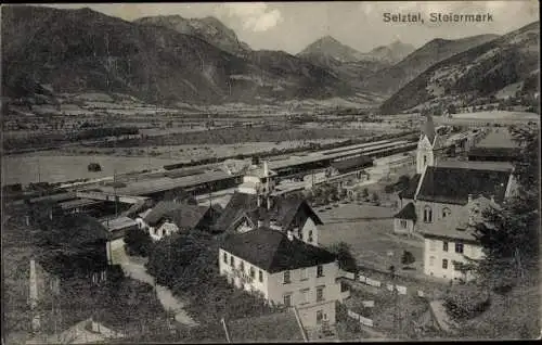 Ak Selzthal Steiermark, Panorama, Bahnhof, Kirche