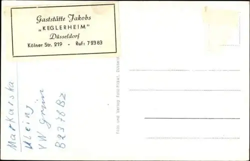 Ak Düsseldorf, Gaststätte Jakobs, Keglerheim, Kölner Str. 219