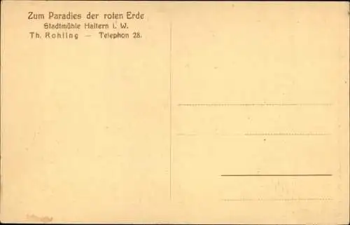 Ak Haltern am See Westfalen, Stadtmühle, Zum Paradies der roten Erde