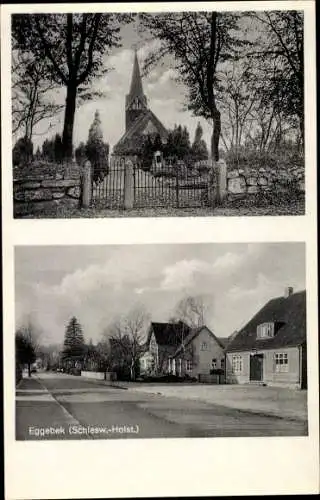 Ak Eggebek Kreis Flensburg, Kirche, Kirchhof, Straßenpartie