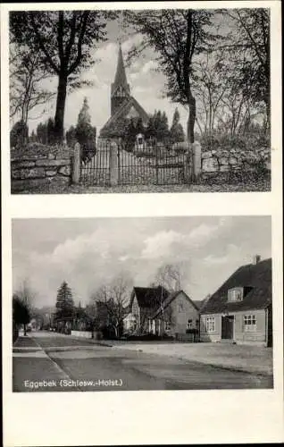 Ak Eggebek Kreis Flensburg, Kirche, Kirchhof, Straßenpartie