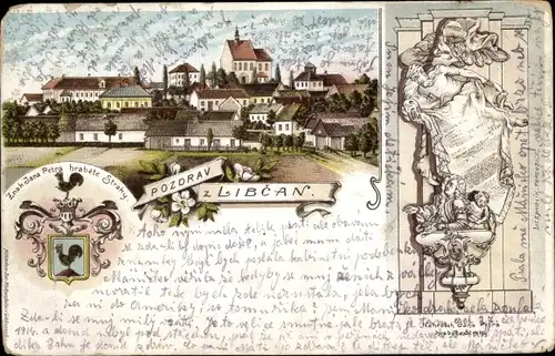 Litho Libčany Libtschan Reg. Königgrätz, Blick auf den Ort
