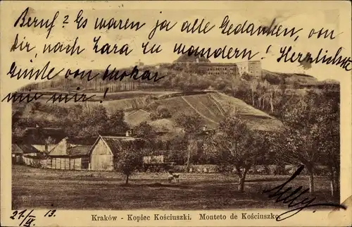 Ak Kraków Krakau Polen, Kopiec Kosciuszki, Monteto de Kosciuszko