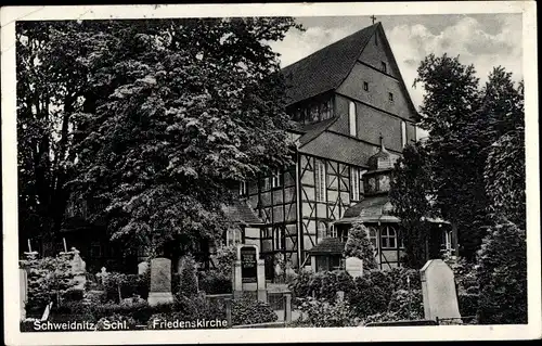 Ak Świdnica Schweidnitz Schlesien, Friedenskirche, Friedhof