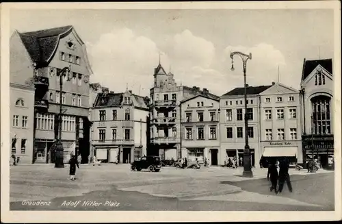 Ak Grudziądz Graudenz Westpreußen, Marktplatz, Geschäfte, Konditorei