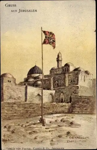 Künstler Ak Jerusalem Israel, Dormition, Abendmahlssaal, Coenaculum