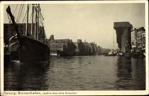 Ak Gdańsk Danzig, Binnenhafen, Krantor