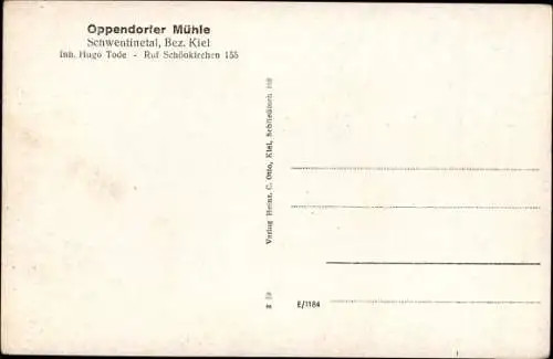 Ak Oppendorf Schönkirchen in Holstein, Gasthaus Oppendorfer Mühle, Schwentinetal