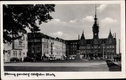 Ak Elbląg Elbing Westpreußen, Friedrich Wilhelm Platz, Turmuhr, Denkmal