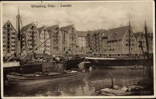 Ak Kaliningrad Königsberg Ostpreußen, Lastadie, Hafenpartie